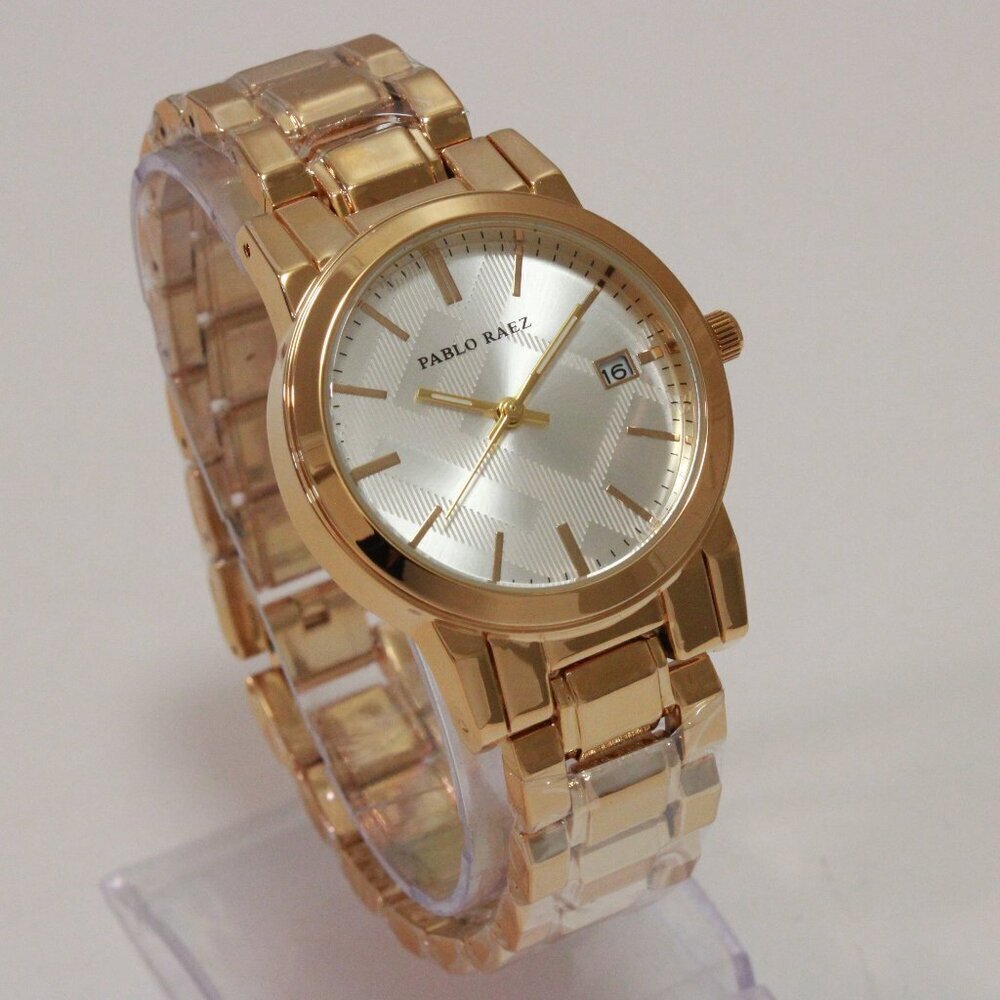 Ladies Quartz Fashion Watch Gold Tone Silver Dial 34mm - Picture 2 of 13